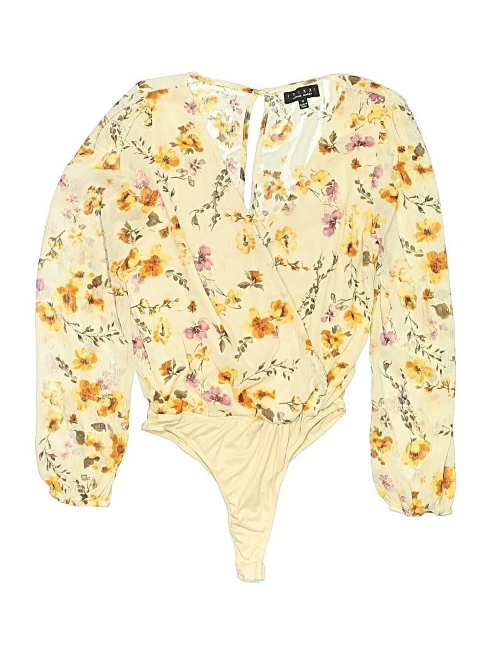 Trixxi Button Yellow Floral Bodysuit